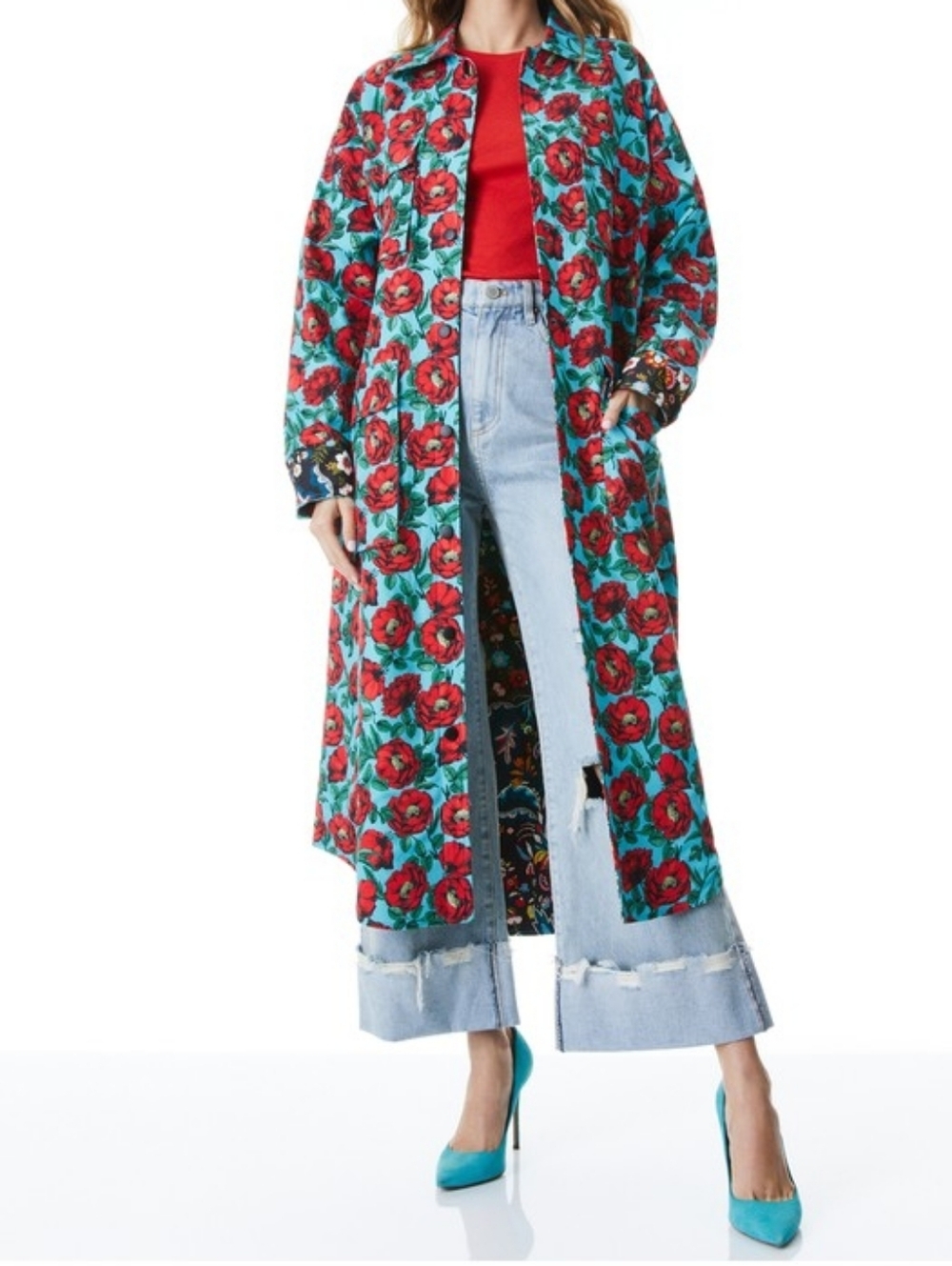 Alice+Olivia Zazie reversible floral-print twill Trench coat
